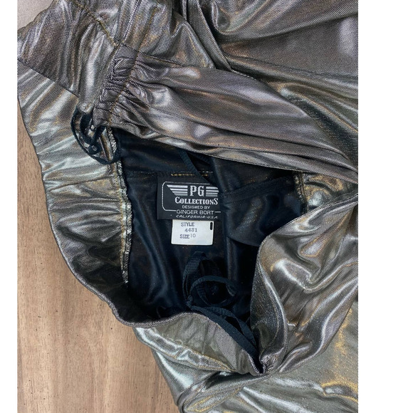 Vintage PG Collections Ginger Bort Silver Llamé High Waist Pants Size 10 MINT - Picture 4 of 10